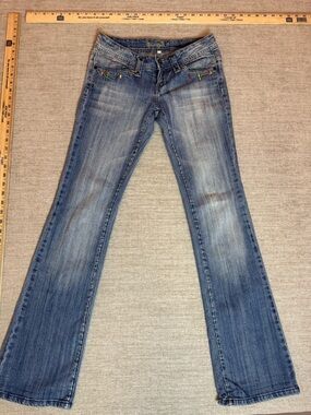 SoundGirl Blue Y2k Lowrise  Women's Bootcut Jeans with Subtle Embroidery